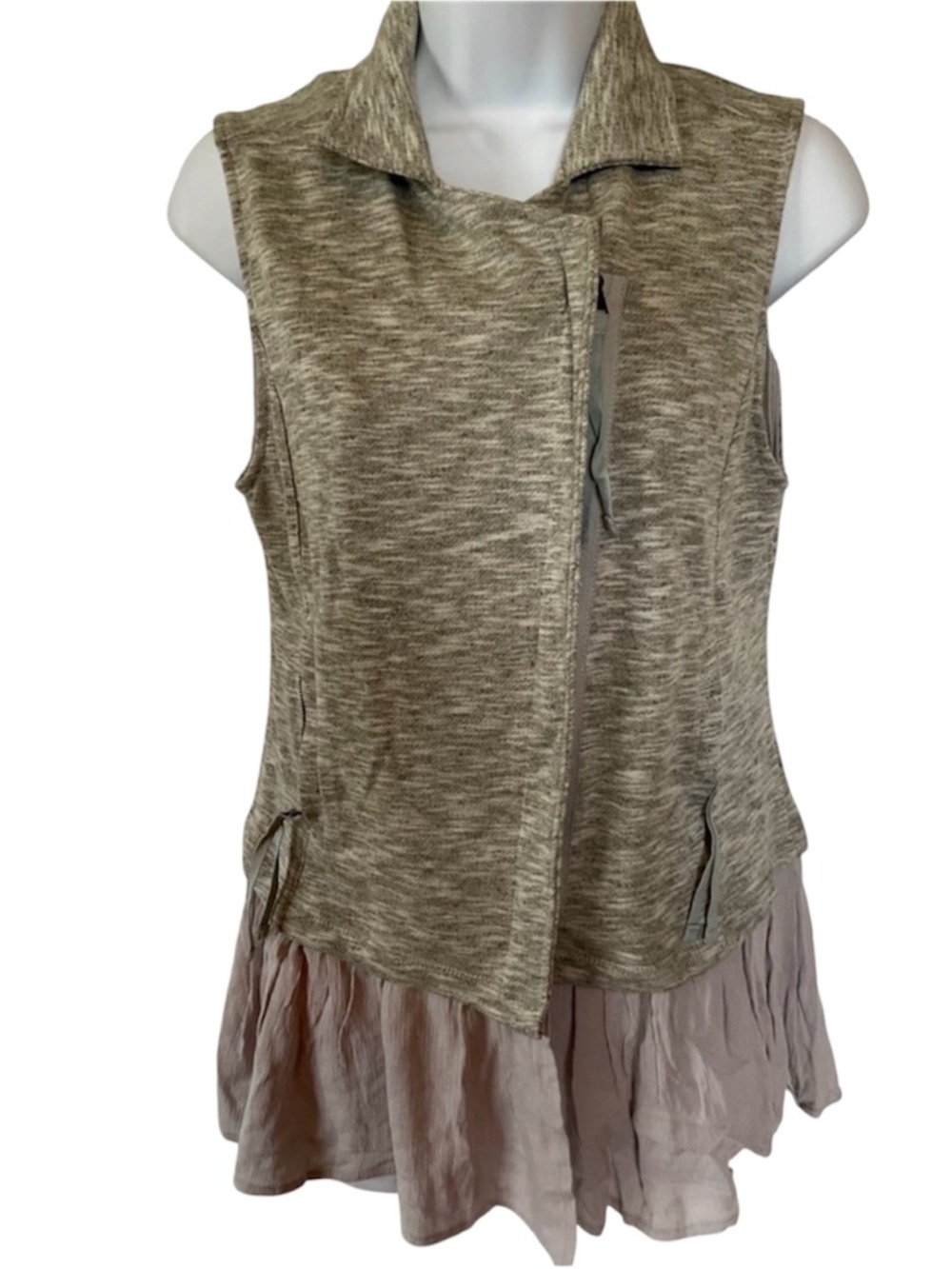 Oddy Boutique Sleeveless Zip Up Sweatshirt Vest Small Gray NWT